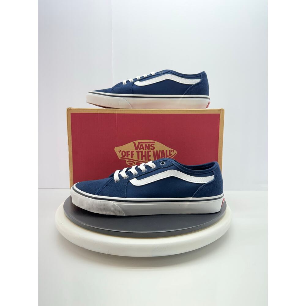 Vans Filmore Decon Mens Size 9 Navy Blue Suede Canvas Skater Casual Shoes